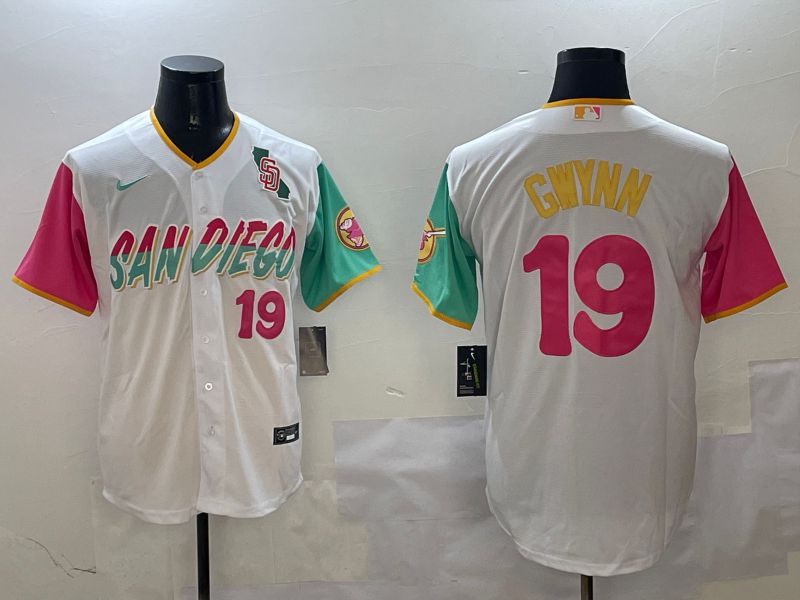 Men San Diego Padres #19 Gwynn White City Edition 2025 Nike MLB Jersey style 2